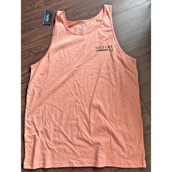 Salt Life Men's Lure Me In Graphic Sleeveless Cotton Tank Tee Light Orange M - Picture 3 of 6